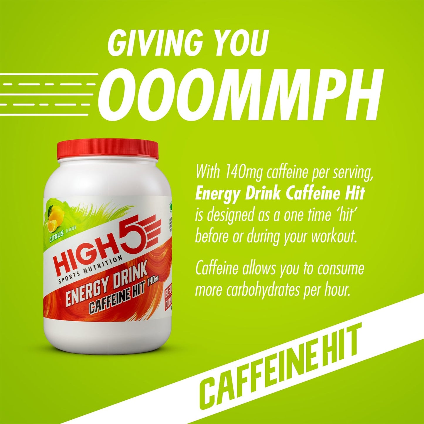 Boisson Énergétique HIGH5 ENERGY DRINK CAFFEINE HIT (1.4kg) Citron