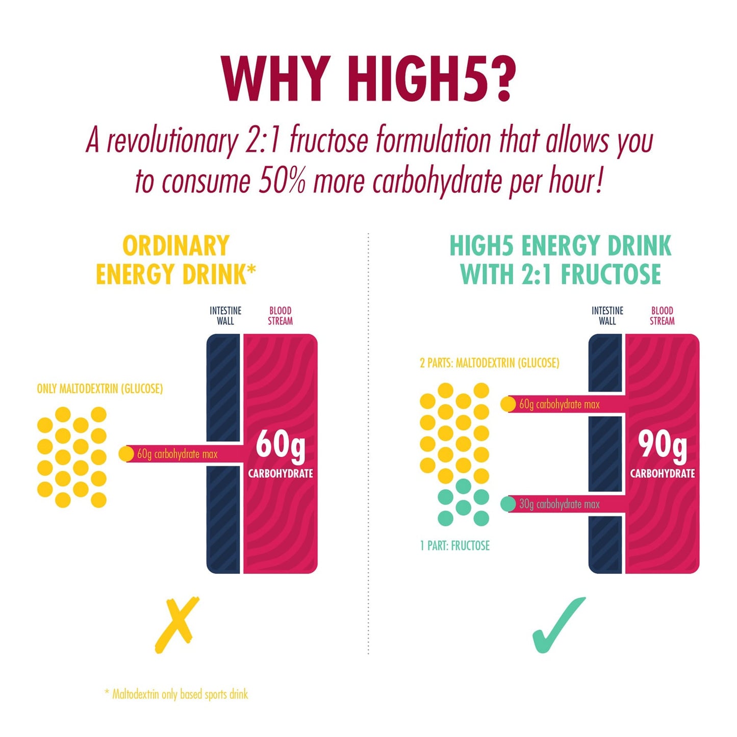 Boisson Énergétique HIGH5 ENERGY DRINK PROTEIN (1.6kg) Fruits Rouge