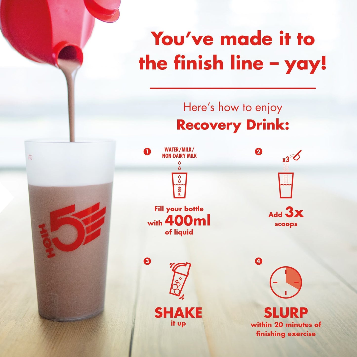 Boisson de Récupération HIGH5 RECOVERY DRINK (1.6kg) Banane Vanille Milkshake
