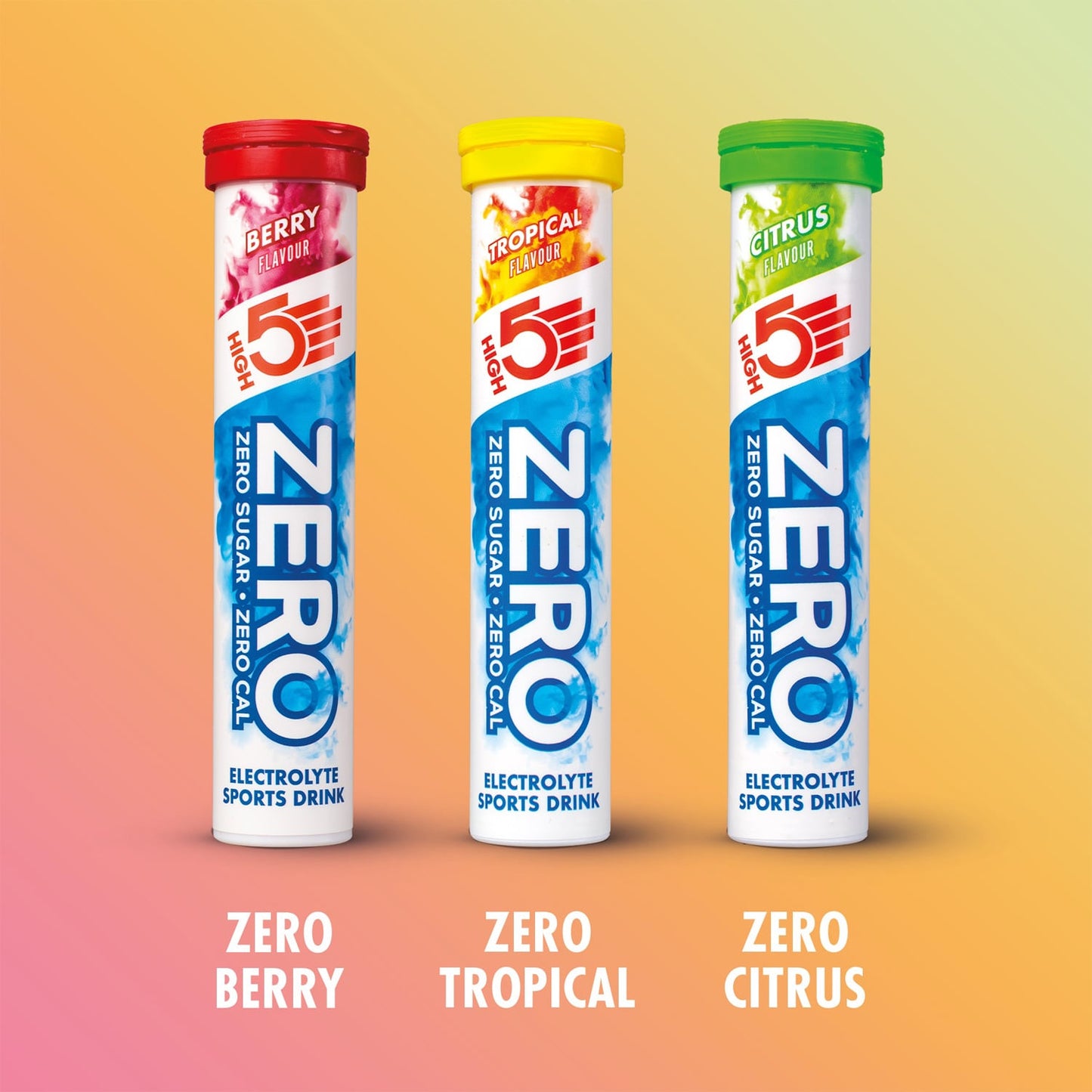 Pack 3x20 Pastilles HIGH5 ZERO  Hydratation Electrolyte Fruits Rouge/Citron/Tropical