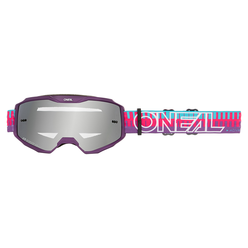 Masque O'NEAL B-10 STRIPED Rose/Violet Écran Silver Mirror