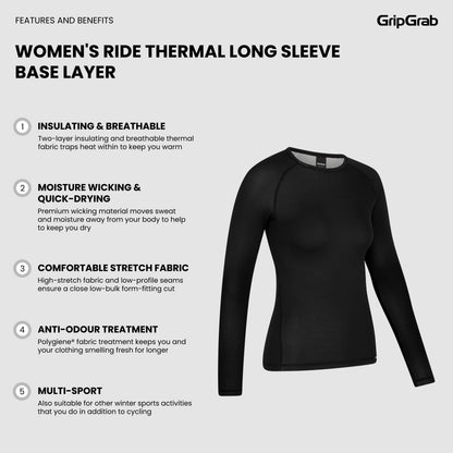 Sous-Vêtement Manches Longues Femme GRIPGRAB RIDE THERMAL Noir