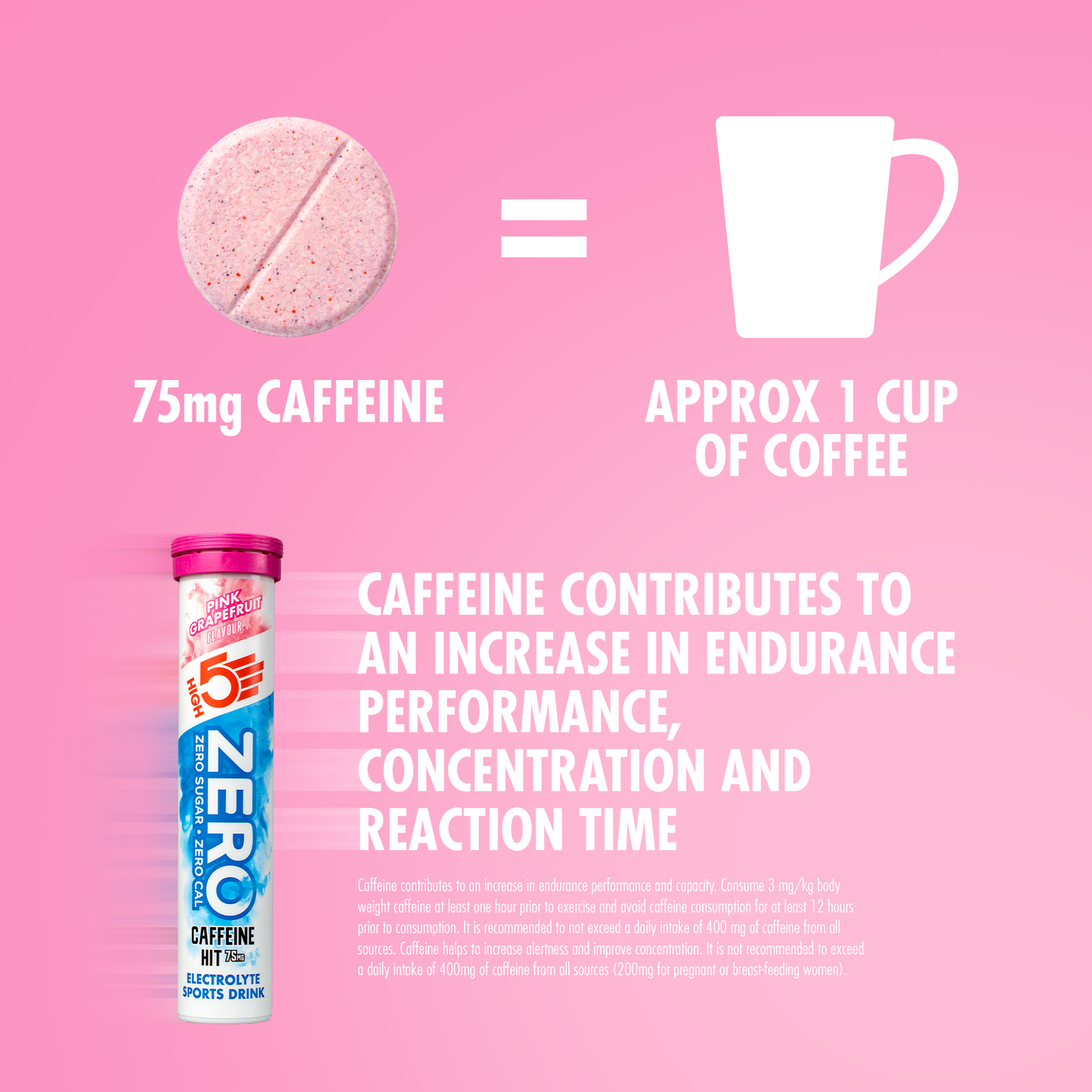 Pastilles d'Hydratation Electrolytes HIGH5 ZERO Caffeine (x20) Pamplemousse Rose