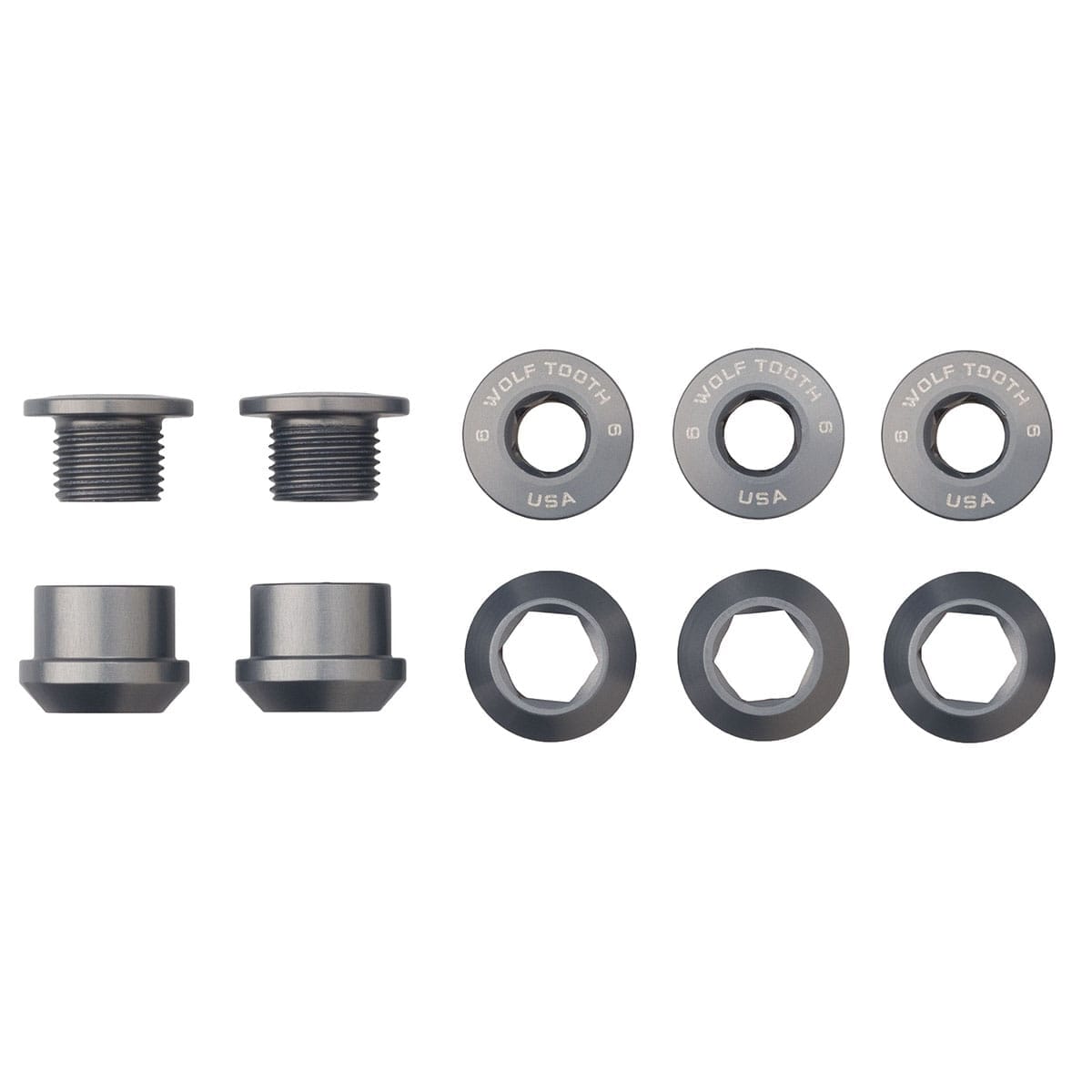 Kit 5 Vis et Ecrous Cheminés M8x6 mm WOLF TOOTH 1X Gris