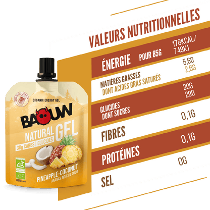 Gel Énergétique BAOUW BIO Ananas/Noix de Coco (85g)