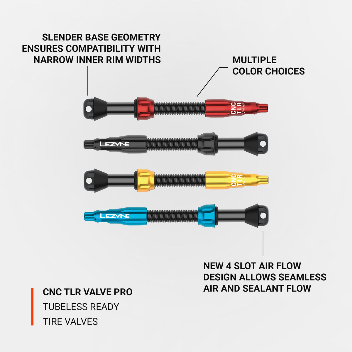 Lot de 2 Valves Tubeless LEZYNE CNC PRO 44mm Or