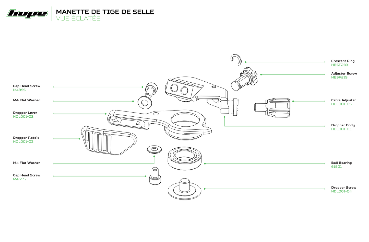 Commande de Tige de Selle HOPE Noir/Bleu