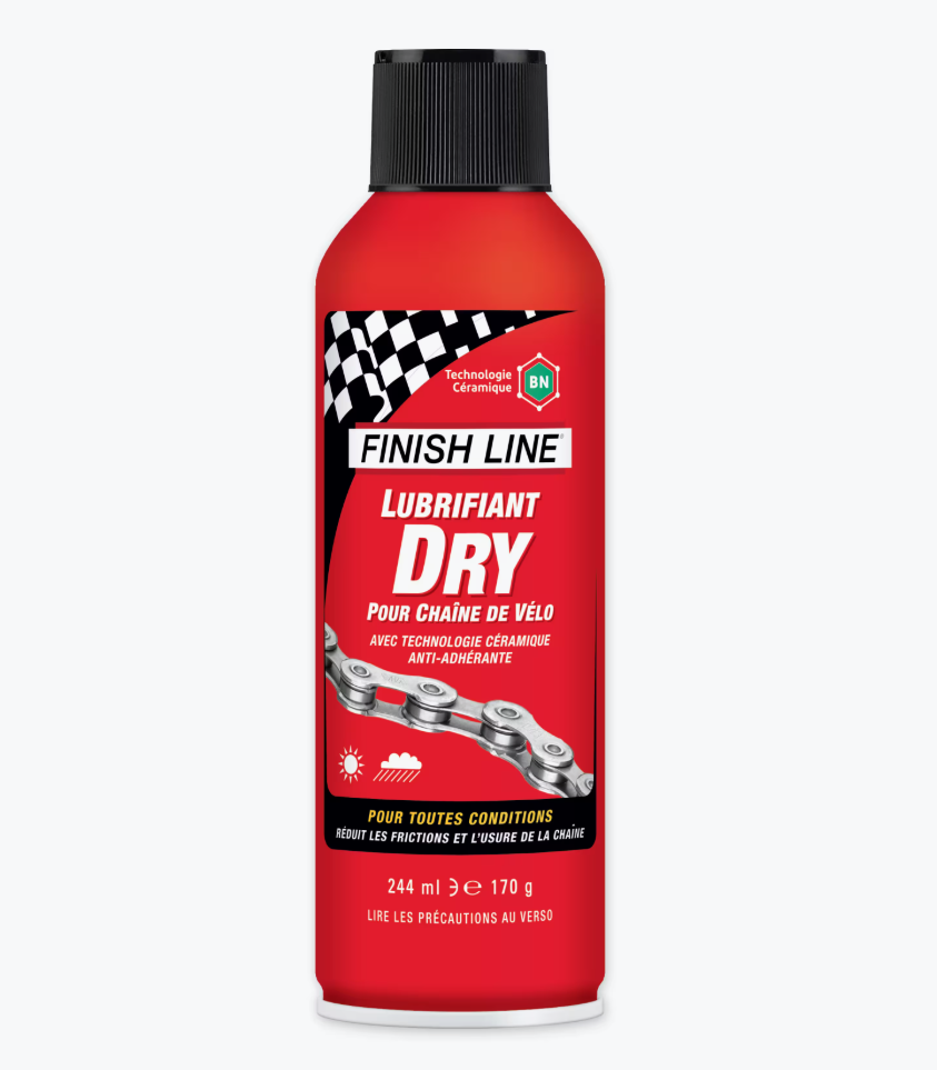 Lubrifiant pour Chaîne FINISH LINE DRY LUBE Teflon - Toutes Conditions – Aérosol (244ml)