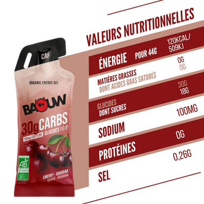 Gel Énergétique BAOUW Cerise/Guarana/Caféiné (44g)