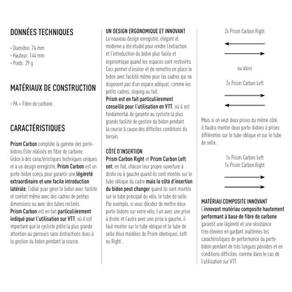 Porte-Bidon ELITE PRISM GAUCHE Carbone Mat/Noir