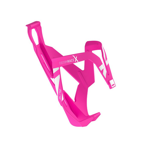 Porte-Bidon ELITE CUSTOM RACE X Rose Fluo Logo Blanc
