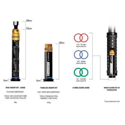 Kit de Réparation Tubeless + Multi-Outils L Intégré Cintre LEZYNE DUAL
