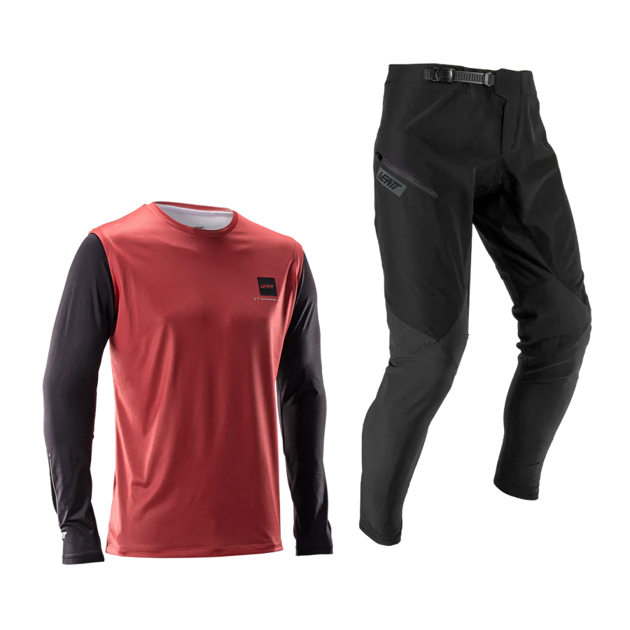 Kit Maillot + Pantalon LEATT MTB GRAVITY 1.0 Noir/Rouge