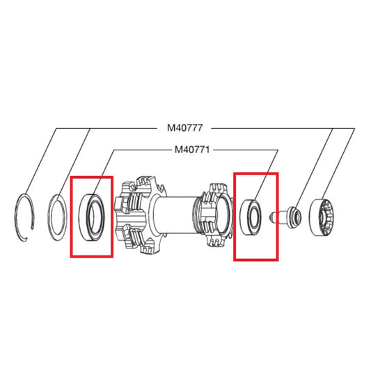 Kit 2 Roulements Moyeu Avant MAVIC pour Cannondale Lefty 50 & 60 25x37x7mm (6805) + 15x28x7mm (61902)