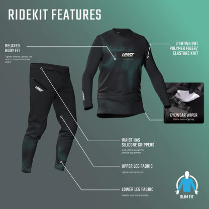 Kit Maillot + Pantalon LEATT MTB GRAVITY 1.0 Junior Noir/Rouge
