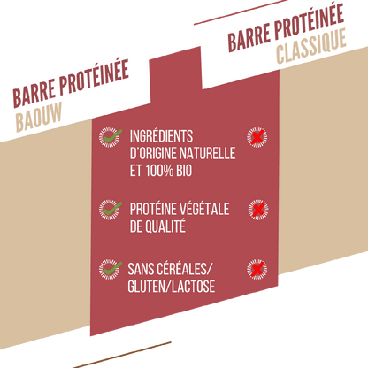Barre Protéinée BAOUW BIO EXTRA Fruits Rouges/Cajou (50g)