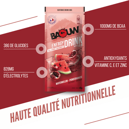 Boisson Énergétique BAOUW ISOTONIC (45g) Pastèque/Grenade