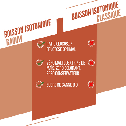 Boisson Énergétique BAOUW ISOTONIC (45g) Pêche/Romarin