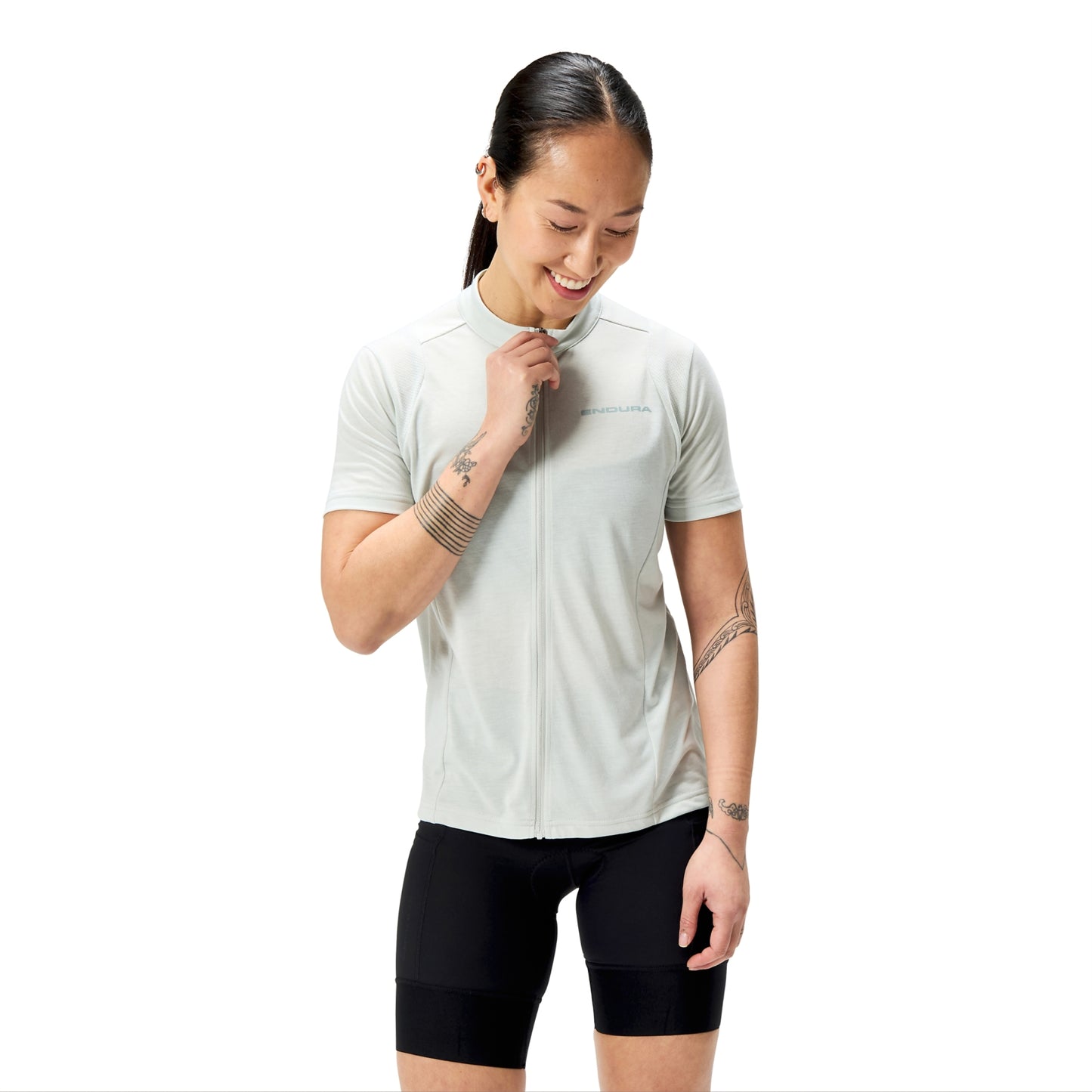 Maillot ENDURA LOOP ZIPPED Manches Courtes Femme Gris