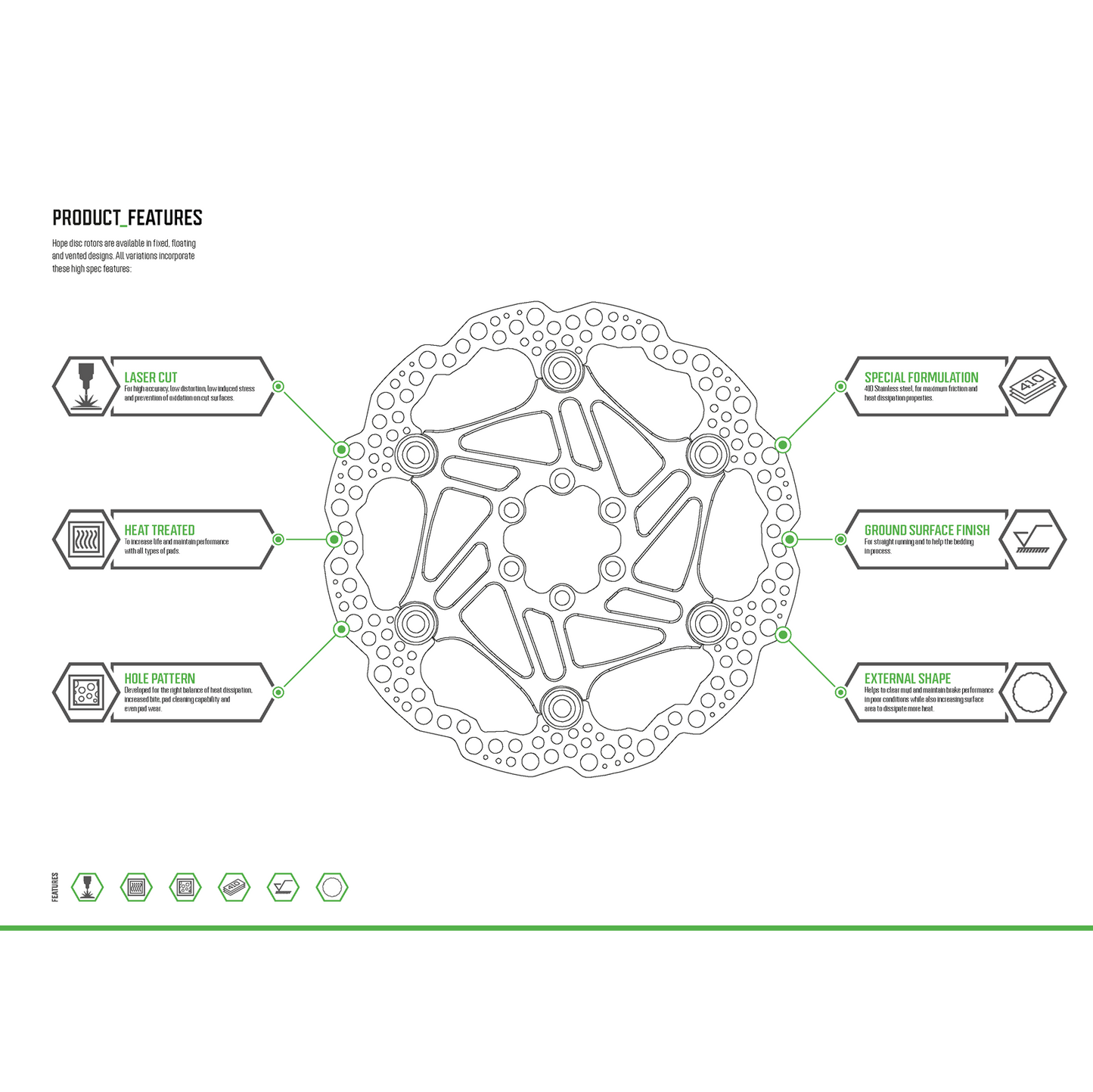 Disque Flottant HOPE X2/E4/V4 6 Trous Argent