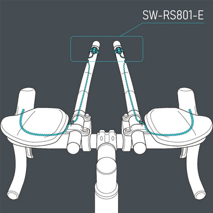Paire de Commande Satellite SHIMANO SW-RS801-E Câble long. pour TT/Triathlon (740mm) 12V