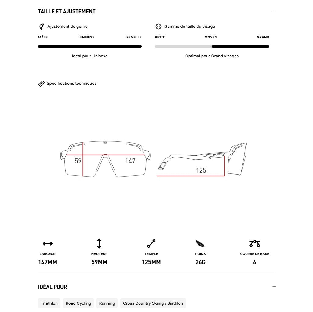 Lunettes RUDY PROJECT SPINSHIELD PRO Blanc Verres IMPACTX™ Photochromique Laser Purple