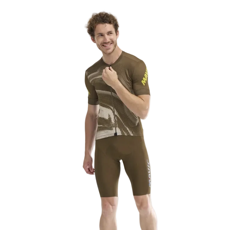 Maillot MAVIC AKSIUM GRAPHIC Manches Courtes Beige/Marron