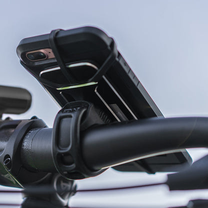 Support Smartphone LEZYNE SMART GRIP MOUNT — vue arrière de la fixation sur cintre
