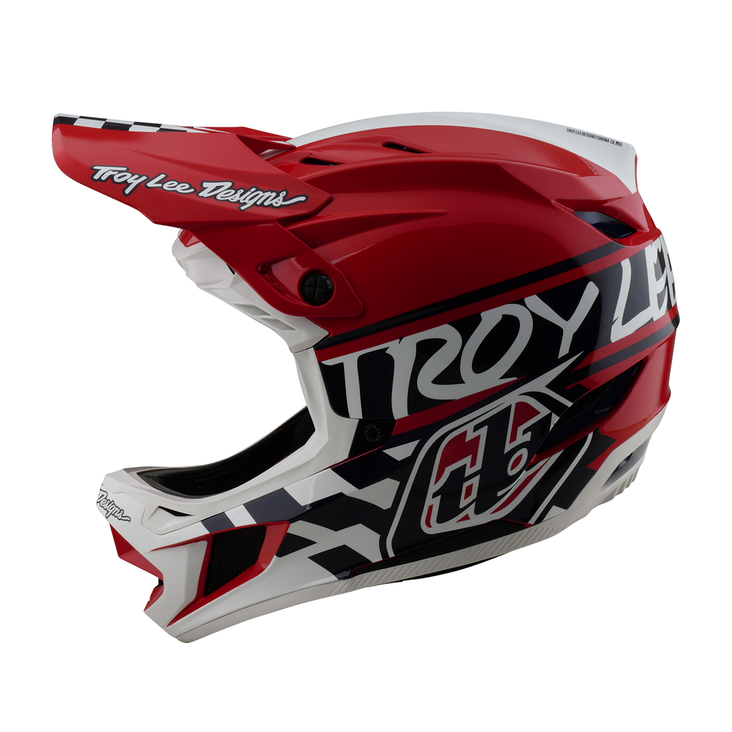 Casque VTT TROY LEE DESIGNS D4 POLYACRYLITE MIPS FIFTY 50 Blanc/Rouge