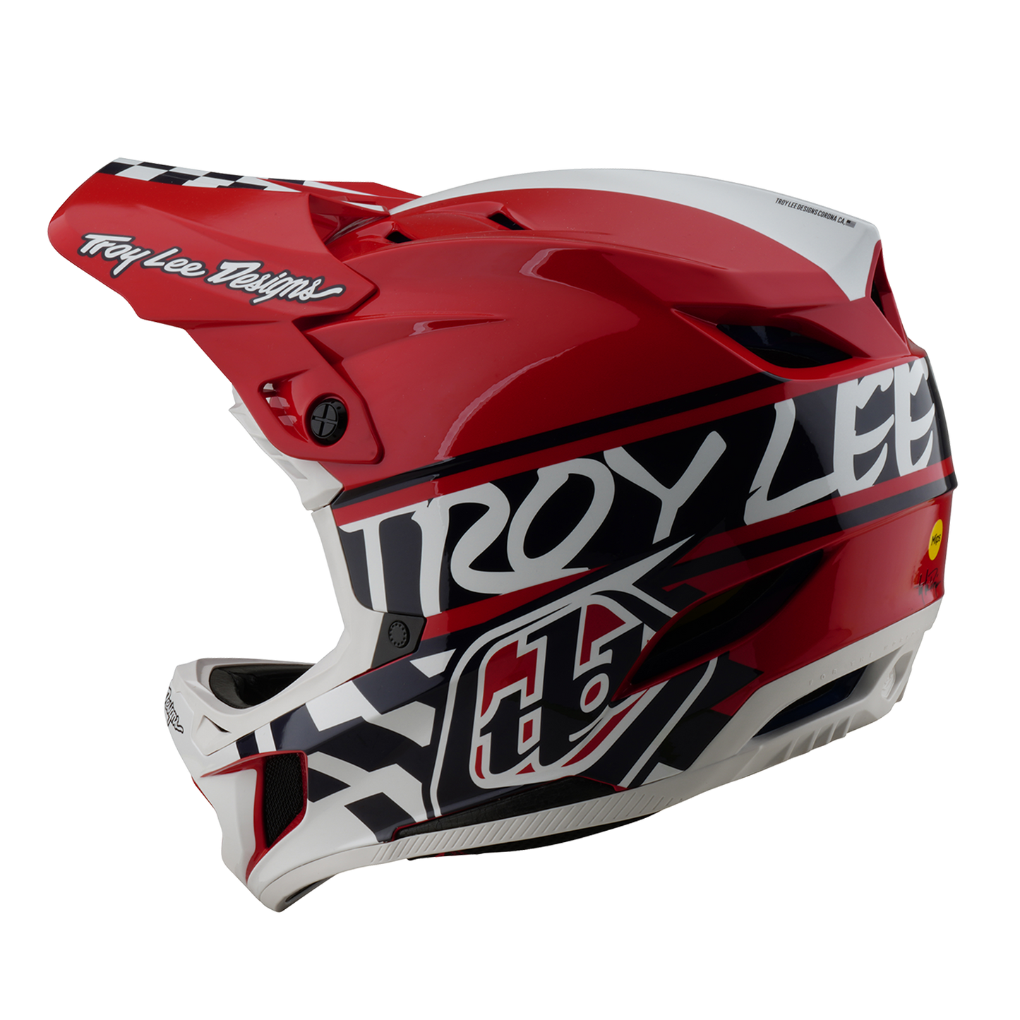 Casque VTT TROY LEE DESIGNS D4 POLYACRYLITE MIPS FIFTY 50 Blanc/Rouge