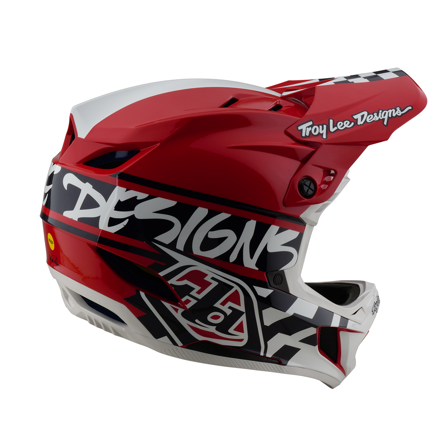 Casque VTT TROY LEE DESIGNS D4 POLYACRYLITE MIPS FIFTY 50 Blanc/Rouge