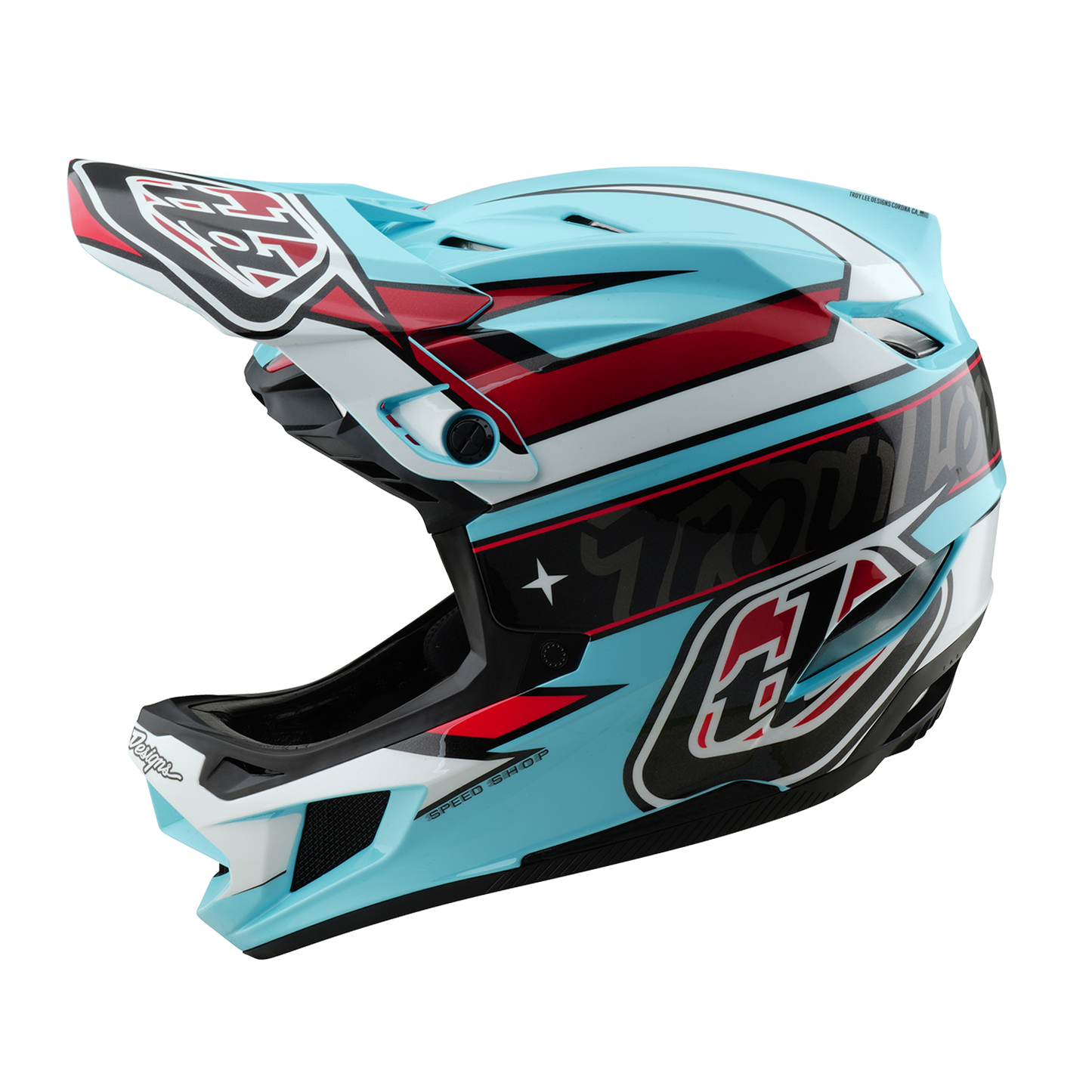 Casque VTT TROY LEE DESIGNS D4 POLYACRYLITE MIPS LINEAR Bleu