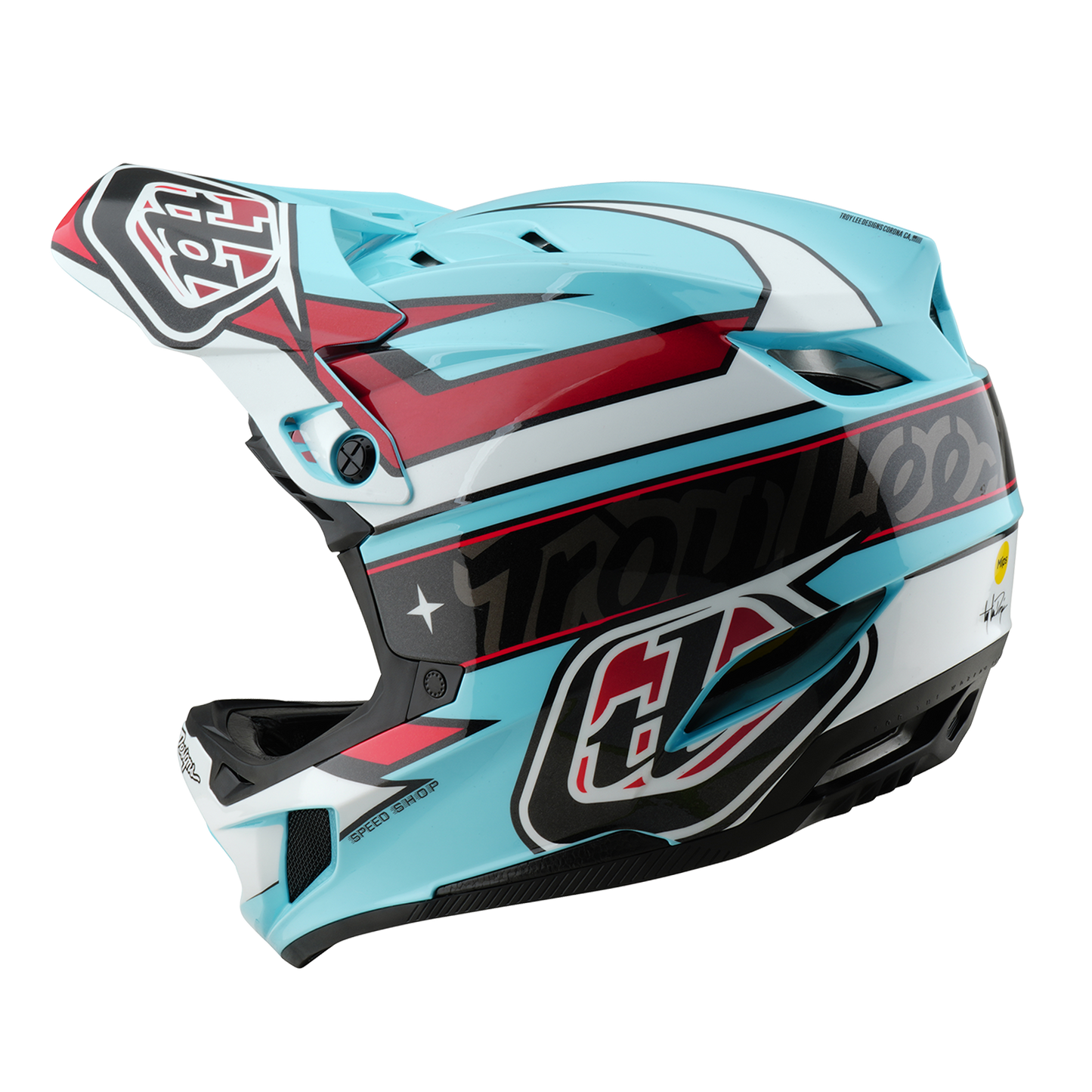 Casque VTT TROY LEE DESIGNS D4 POLYACRYLITE MIPS LINEAR Bleu