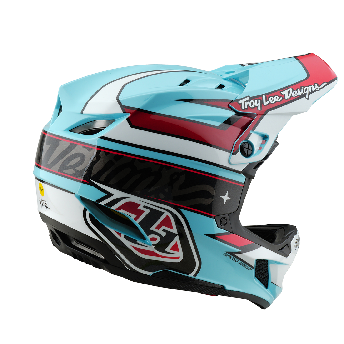Casque VTT TROY LEE DESIGNS D4 POLYACRYLITE MIPS LINEAR Bleu