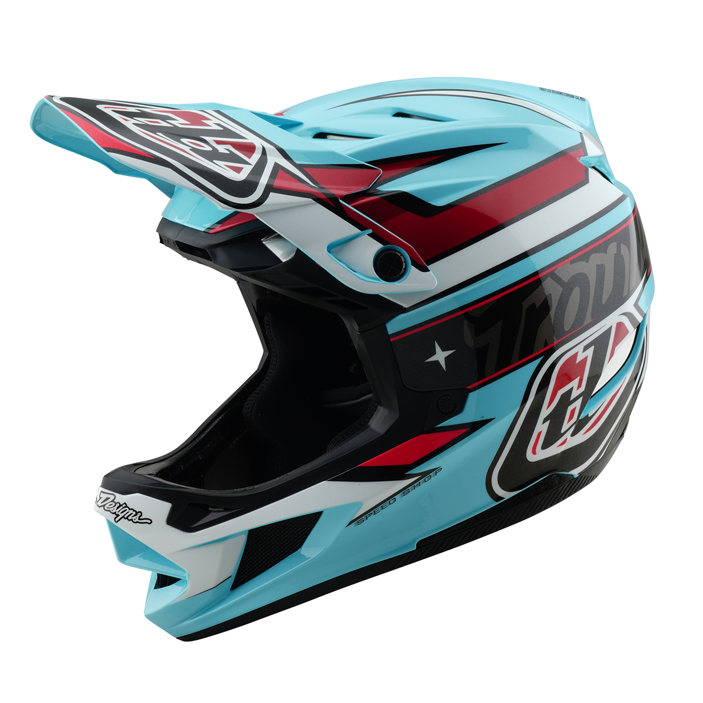 Casque VTT TROY LEE DESIGNS D4 POLYACRYLITE MIPS LINEAR Bleu