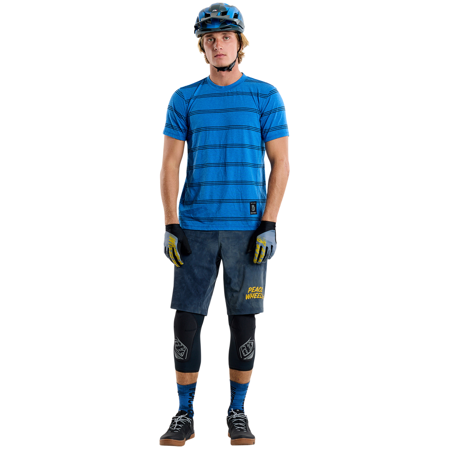 Maillot TROY LEE DESIGNS SKYLINE RIDE TEE WASH OUT Manches Courtes Bleu