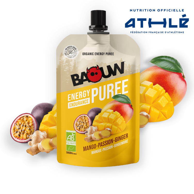 Purée Energétique BAOUW Bio Recette Mangue/Passion/Gingembre (90g)