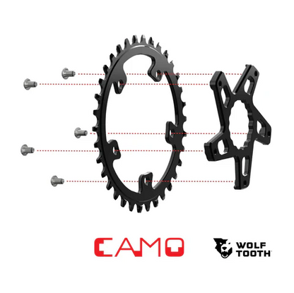 Étoile de Pédalier WOLF TOOTH CAMO M5 White Industries Direct Mount Offset -5mm Noir