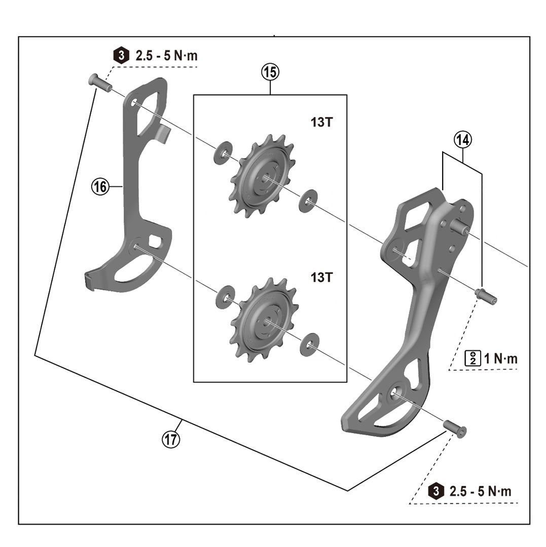 Chape et Galets de Dérailleur Arrière 12V SHIMANO XT RD-M8250 SGS