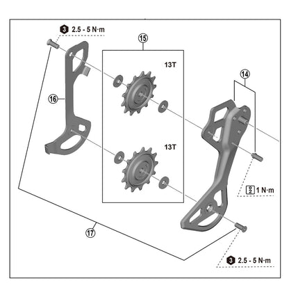 Chape et Galets de Dérailleur Arrière 12V SHIMANO XT RD-M8250 SGS