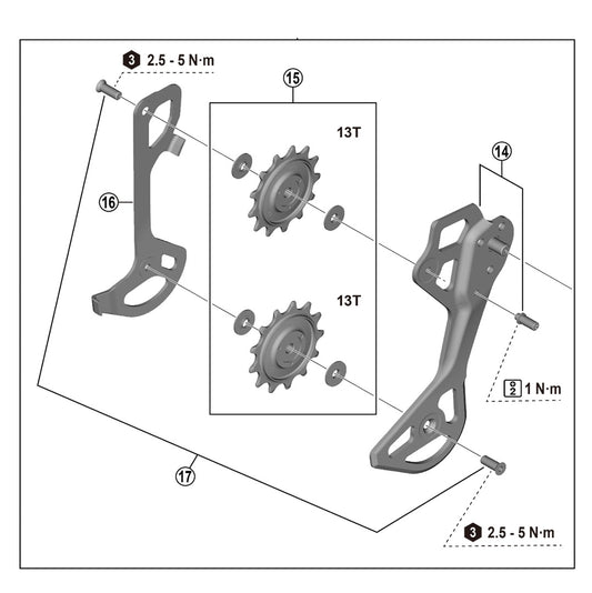 Chape et Galets de Dérailleur Arrière 12V SHIMANO XT RD-M8250 GS