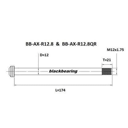 Axe de Roue Arrière BLACKBEARING 12x148 mm (12mm-174-M12x1.75-21mm)