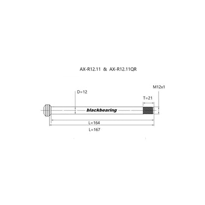 Axe de Roue Arrière BLACKBEARING 12x142 mm (12mm-167-M12x1-21mm) QR