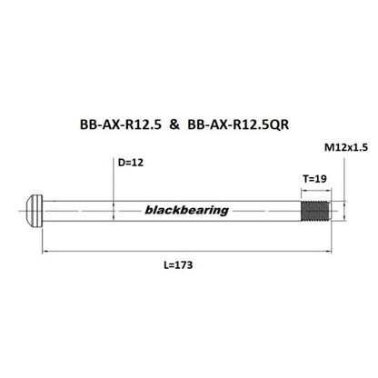 Axe de Roue Arrière BLACKBEARING 12x142/148 mm (12mm-172-M12x1.5-18mm) QR
