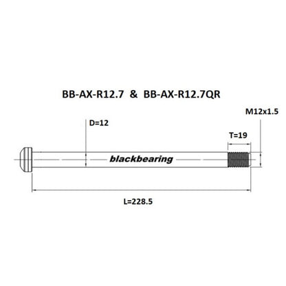Axe de Roue Arrière BLACKBEARING Fatbike (12mm-228.5-M12x1.5-19mm) QR