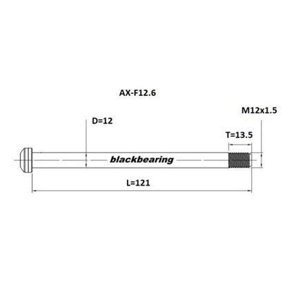 Axe de Roue Avant BLACKBEARING Route 12x100 mm (12mm-121-M12x1.5-13.5mm)