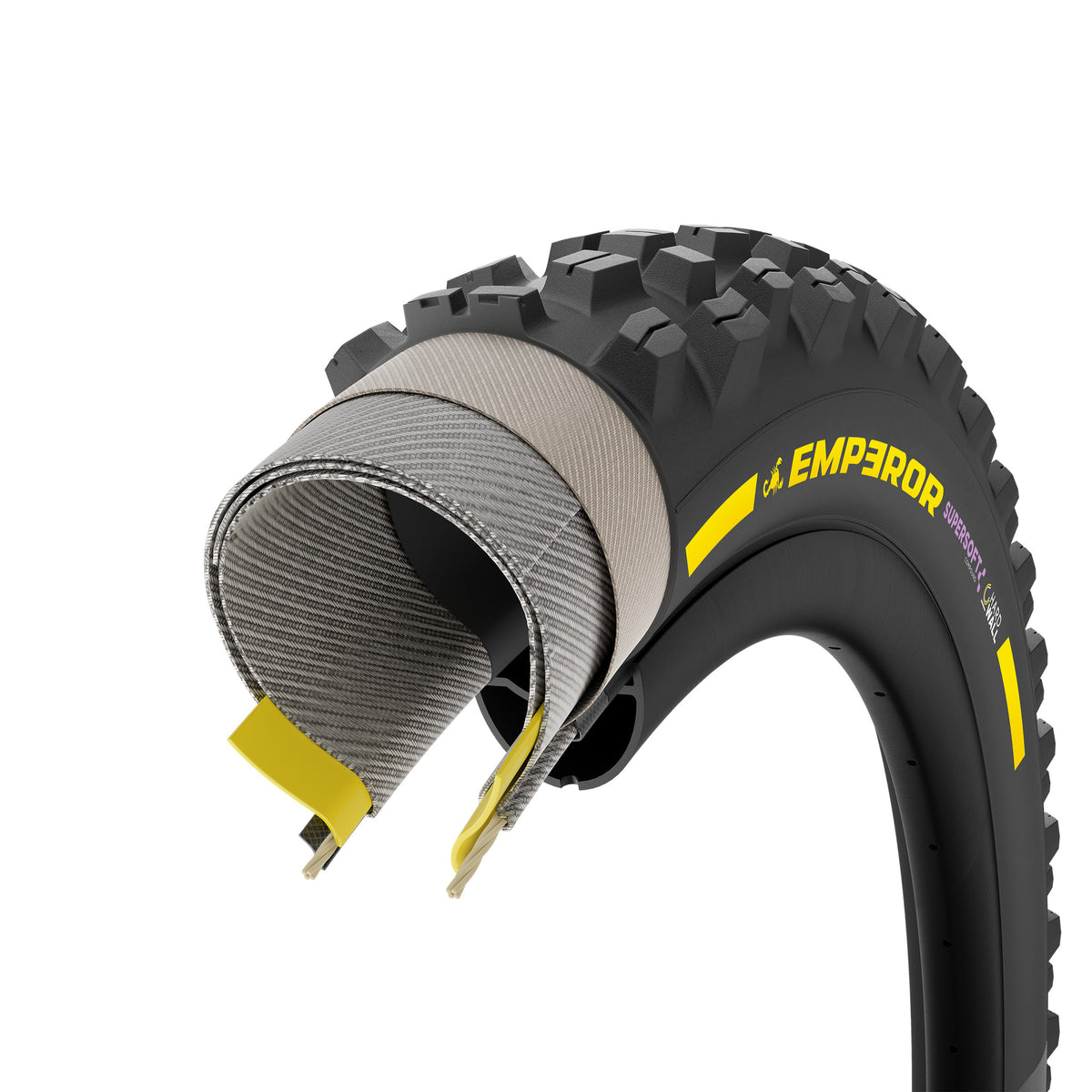 Pneu PIRELLI SCORPION EMPEROR 29x2.40 Supersoft HardWall Tubeless Ready Souple Noir/Jaune Team Edition
