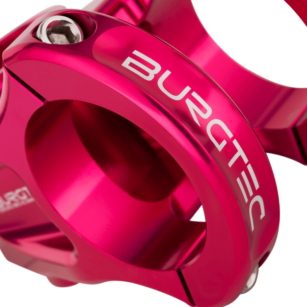 Potence BURGTEC ENDURO MK3 Rose — détail du serrage du cintre