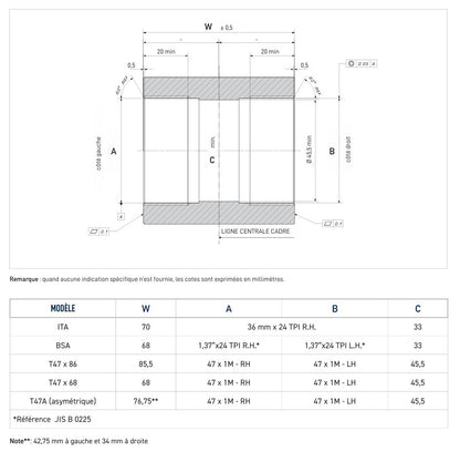 Boîtier de Pédalier Externe CAMPAGNOLO QCK-TECH T47x68mm