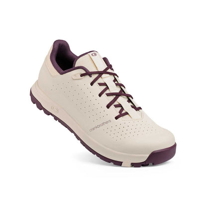 Chaussures VTT CRANKBROTHERS MALLET TRAIL LACE CLIP Blanc/Purple — vue trois quarts
